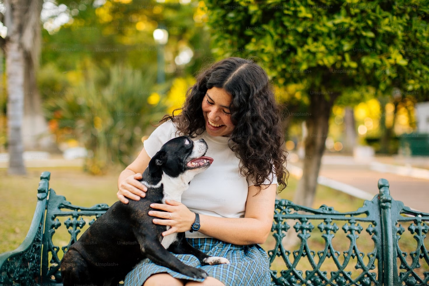 Dog and owner at park 